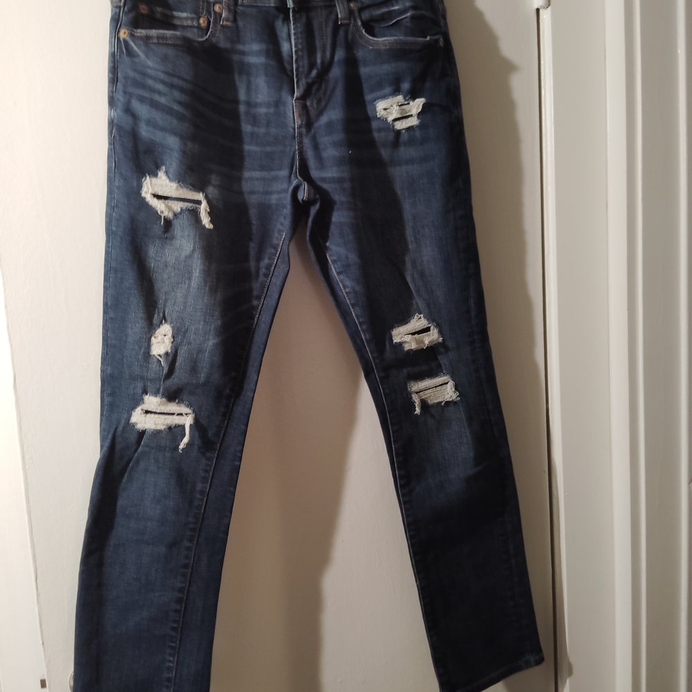 Aeropostale Women's Distressed Dark Blue Skinny Jeans